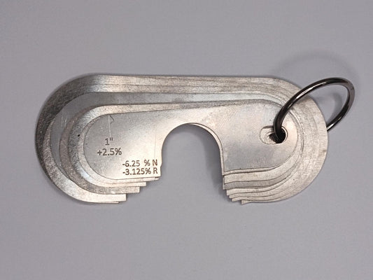 +2.5% Imperial Wire Rope and Sheave Gauge 1" to 2" (10 Gauges)