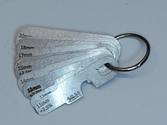 wire rope and sheave gauge  on a grey background