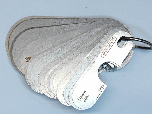 wire rope and sheave gauge  on a grey background