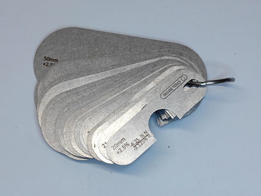 wire rope and sheave gauge  on a grey background