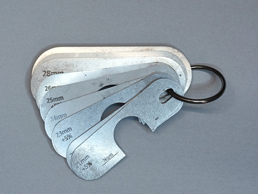 wire rope and sheave gauge  on a grey background