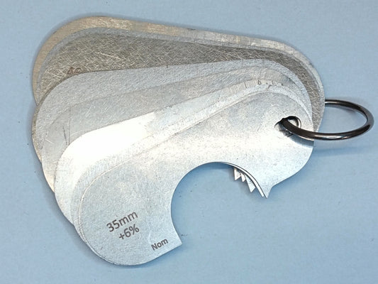 wire rope and sheave gauge  on a grey background